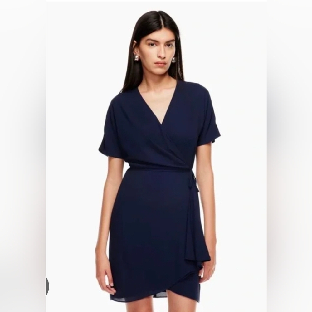 Babaton Navy Wrap Midi Dress